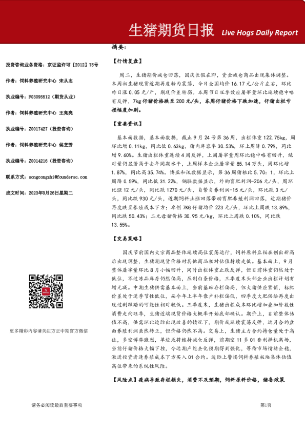 生猪期货日报