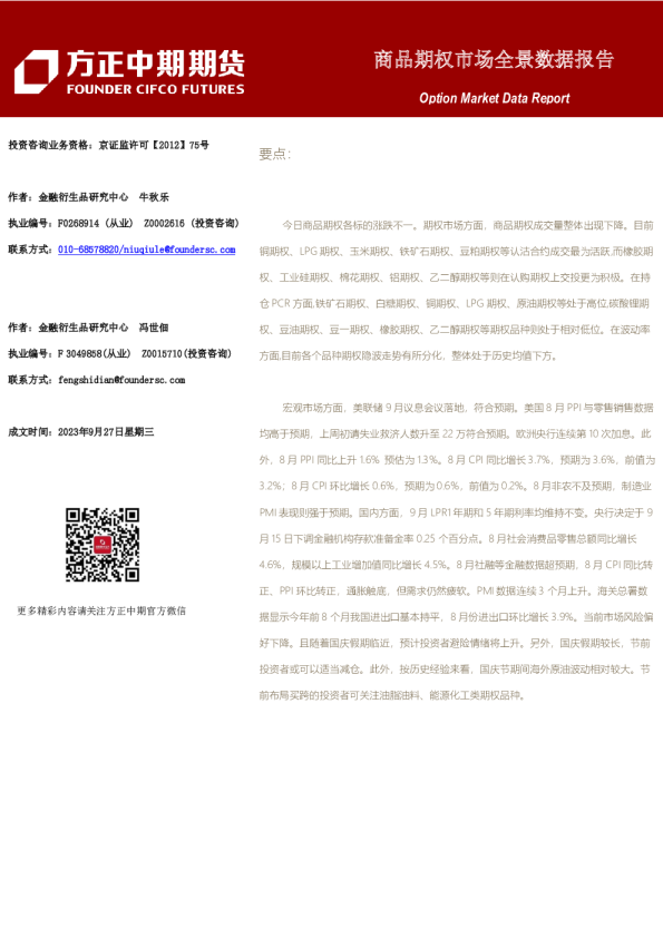 商品期权市场全景数据报告