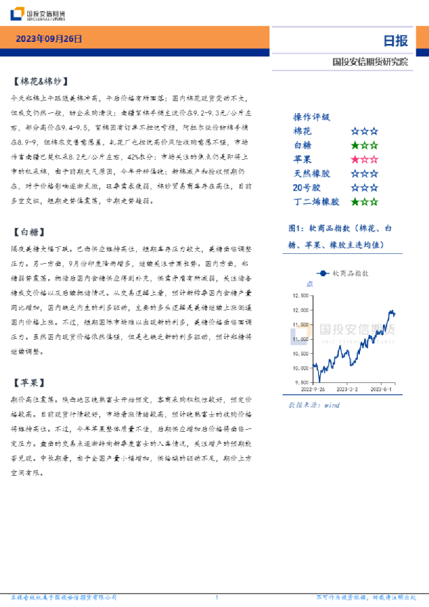 国投安信期货软商品日报