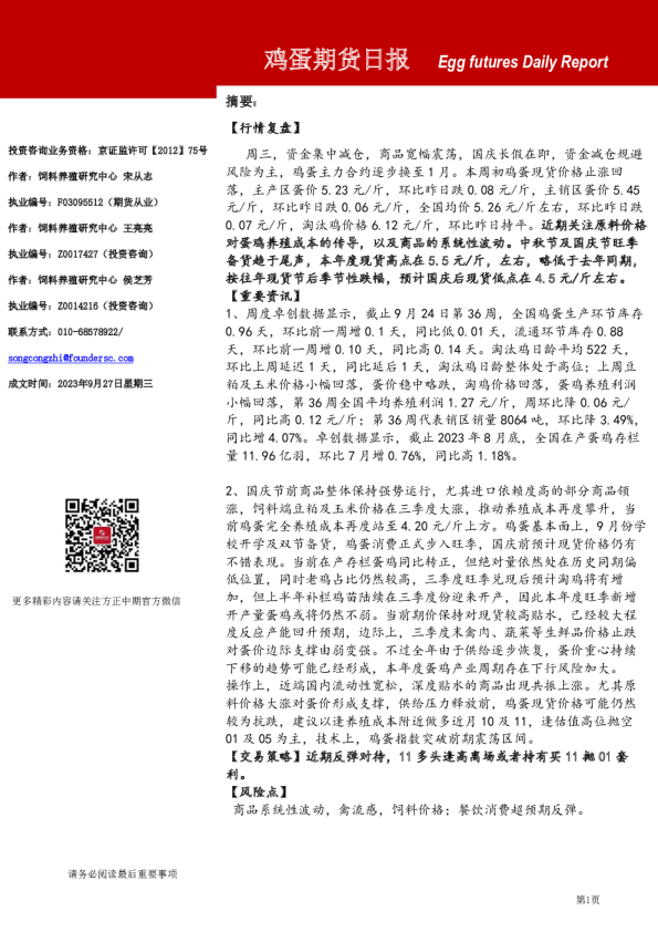 鸡蛋期货日报