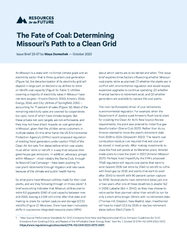 煤炭的命运：决定密苏里州走向清洁电网的道路