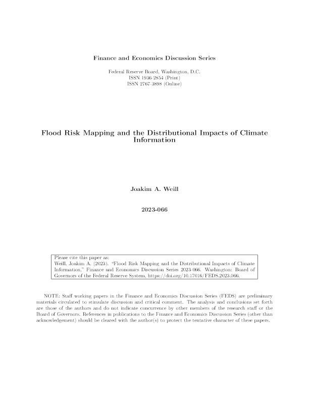 美联储洪水风险图与气候信息的分布影响
