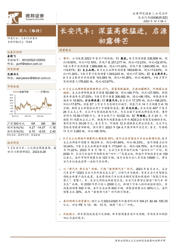 深蓝高歌猛进，启源初露锋芒