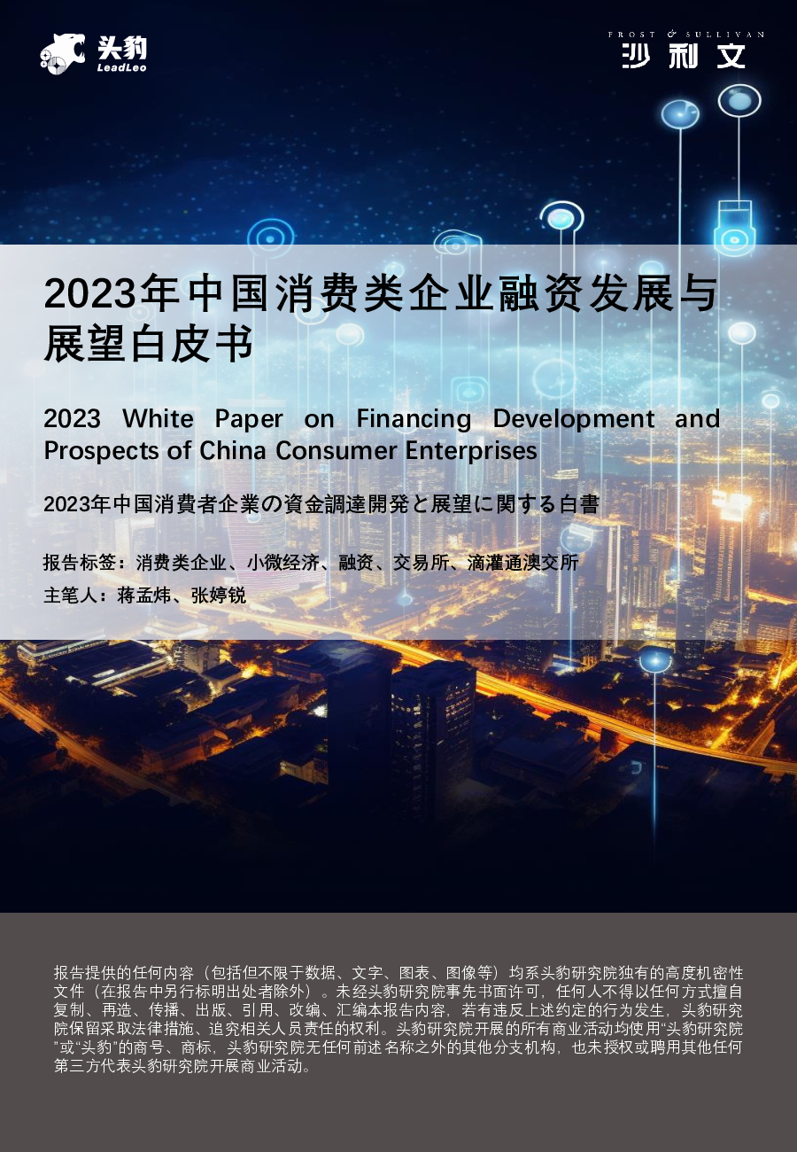 2023年中国消费类企业融资发展与展望白皮书