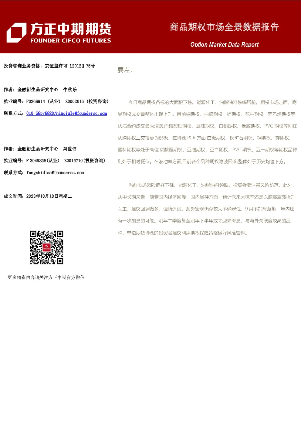 商品期权市场全景数据报告