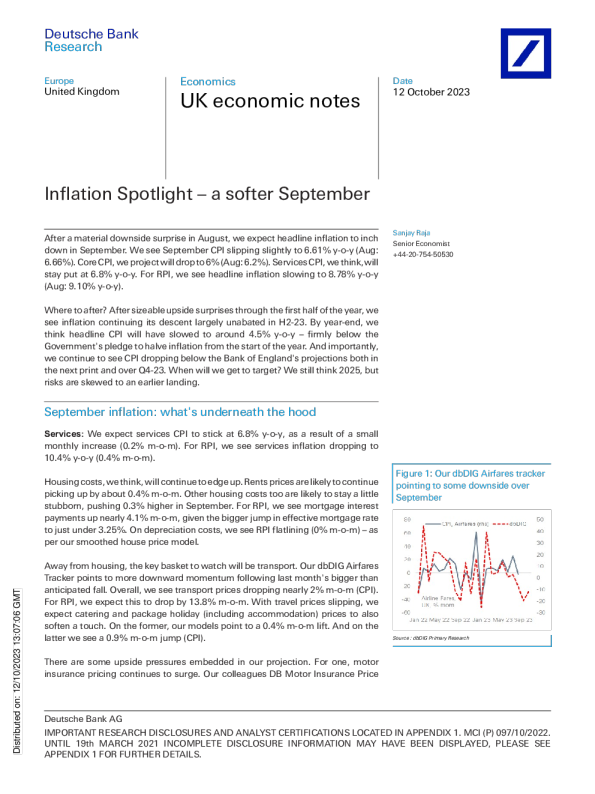 通货膨胀聚焦 - 9 月较为温和