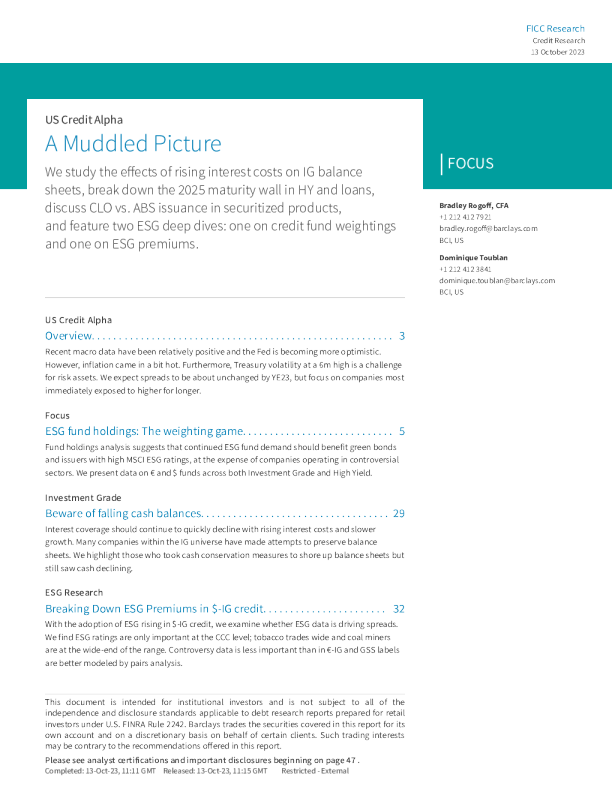 美国信贷阿尔法 ： 一幅混乱的画面