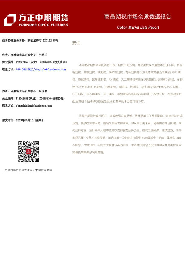 商品期权市场全景数据报告