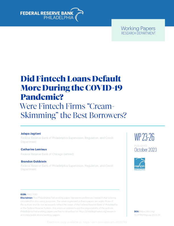 在 COVID - 19 大流行期间 ， 金融科技贷款违约更多了吗 ？