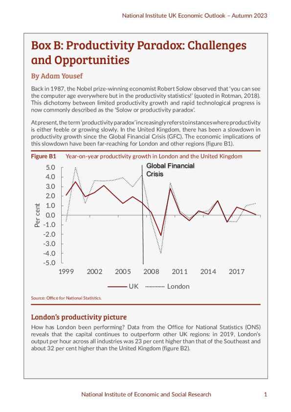 方框 B ： 生产力悖论 ： 挑战与机遇