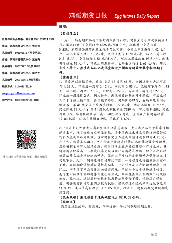 鸡蛋期货日报