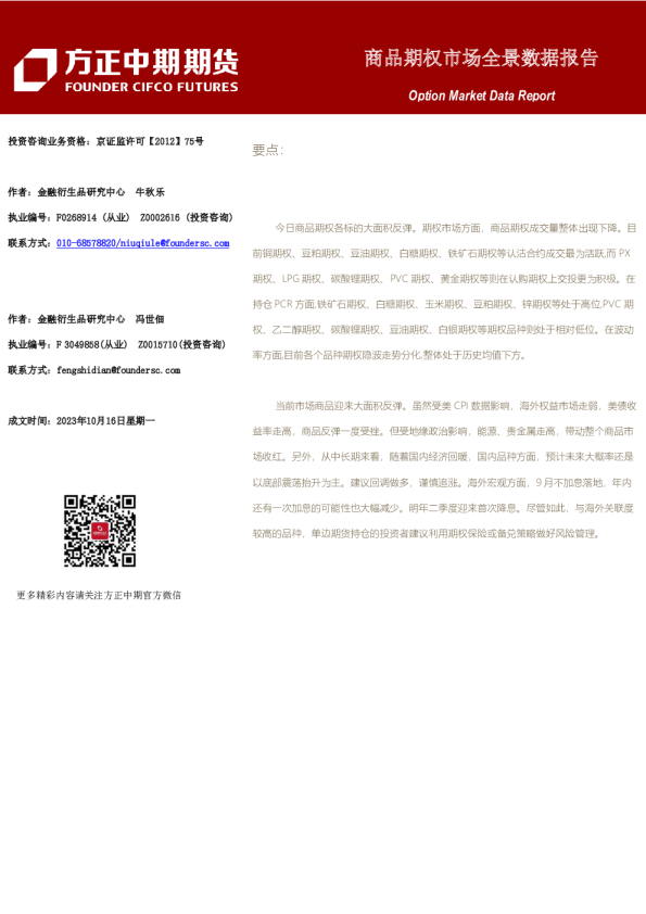 商品期权市场全景数据报告