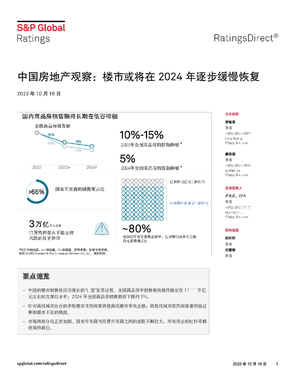中国房地产行业观察：楼市或将在2024年逐步缓慢恢复