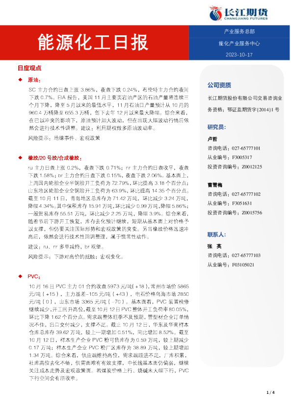 能源化工日报
