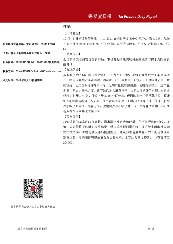 锡期货日报