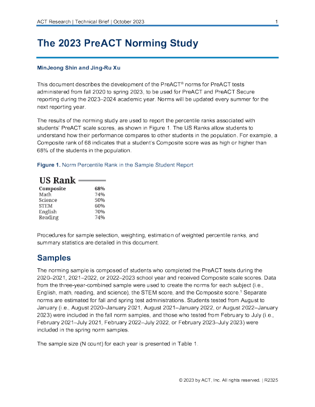 2023 年 PreACT 规范研究