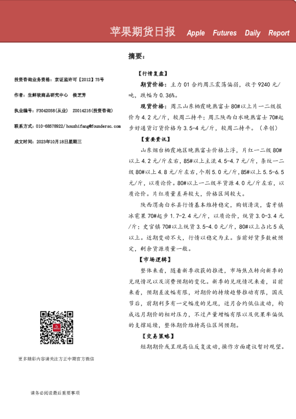 苹果期货日报