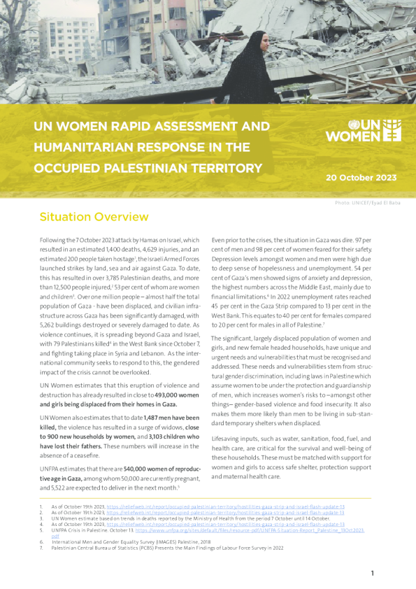 妇女署在巴勒斯坦被占领土的快速评估和人道主义反应