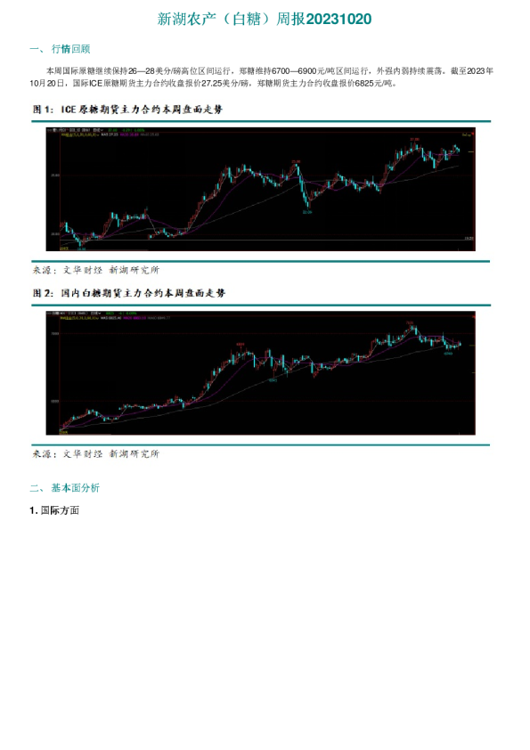 新湖农产（白糖）周报