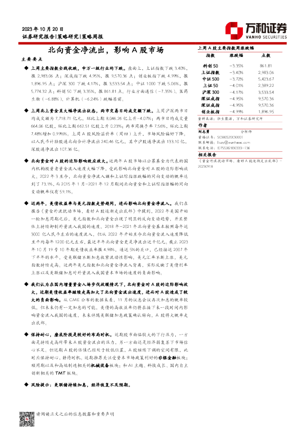 策略周报：北向资金净流出，影响A股市场