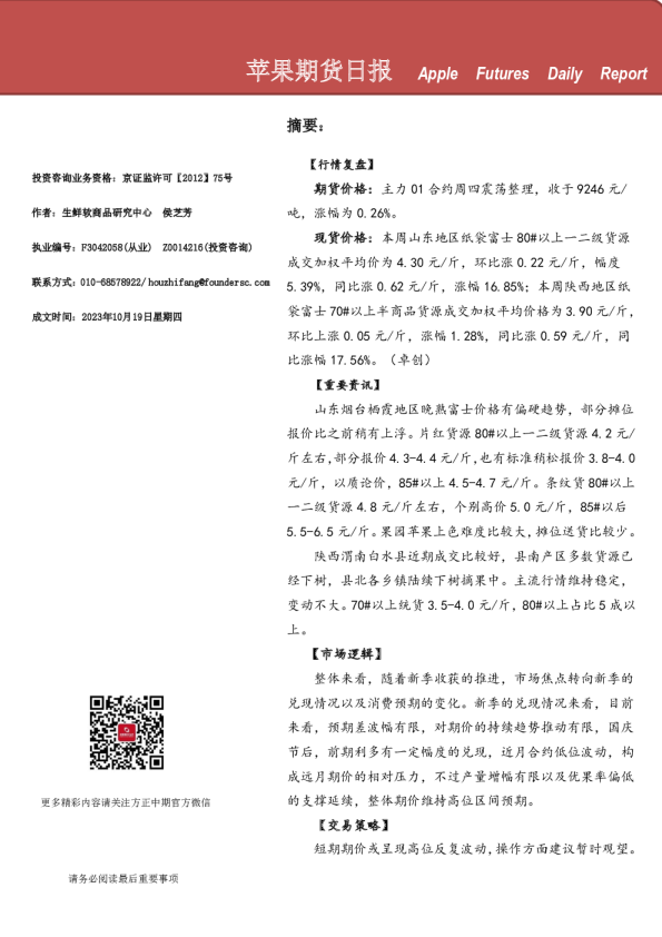 苹果期货日报