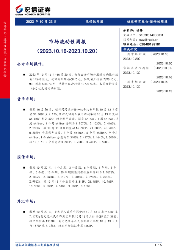 市场流动性周报