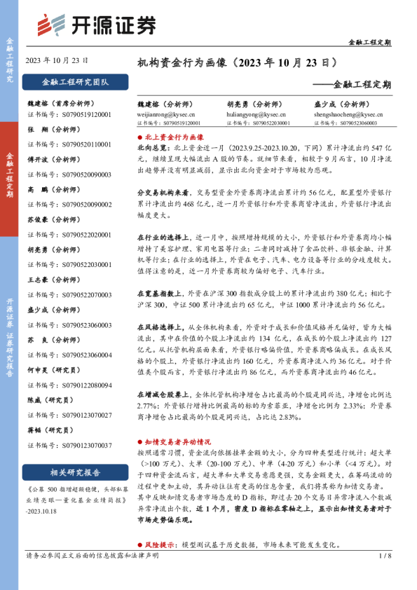 金融工程定期：机构资金行为画像