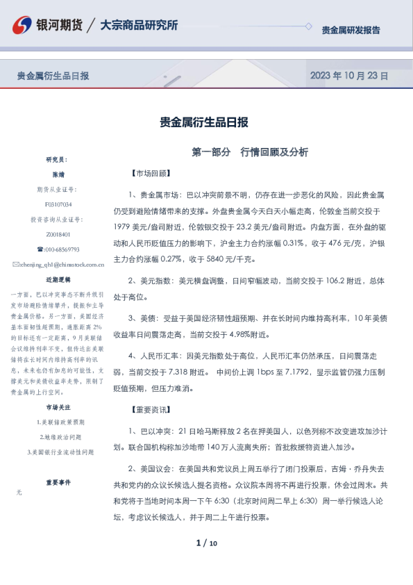 贵金属衍生品日报