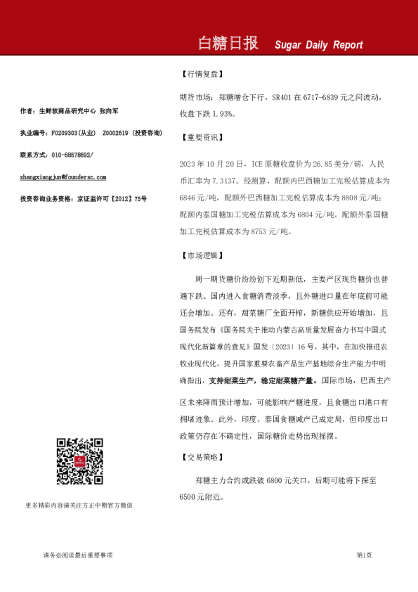 白糖日报