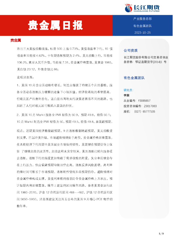 贵金属日报