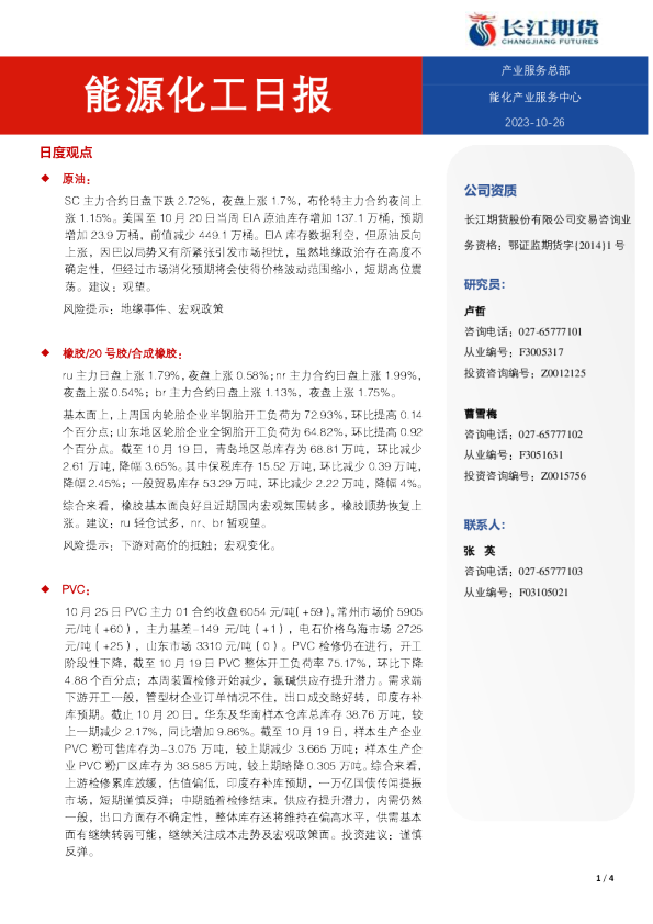 能源化工日报