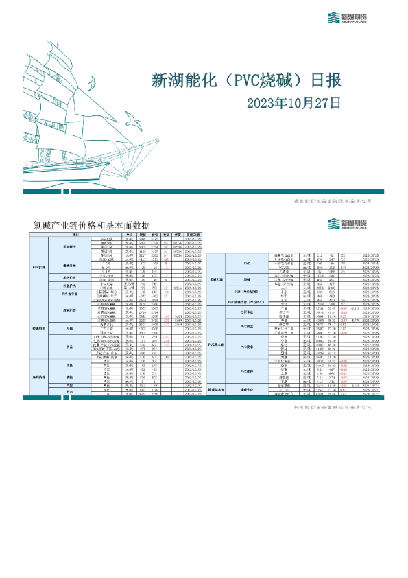 新湖能化（PVC烧碱）日报