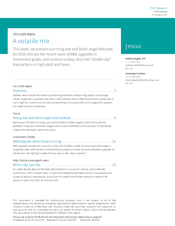 美国信贷阿尔法 ： 波动组合