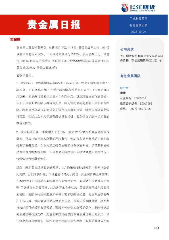 贵金属日报