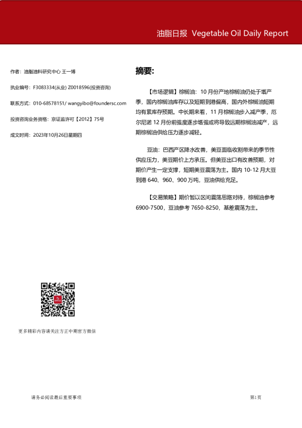 油脂日报