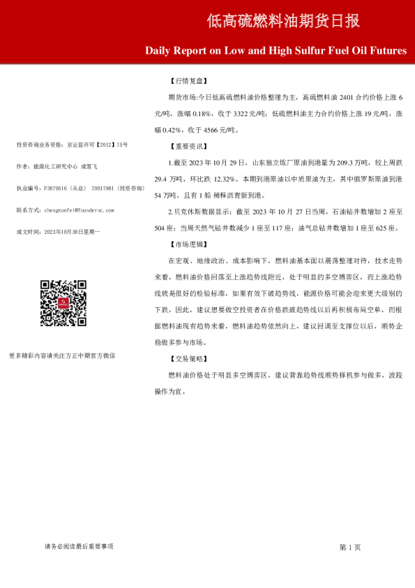 低高硫燃料油期货日报