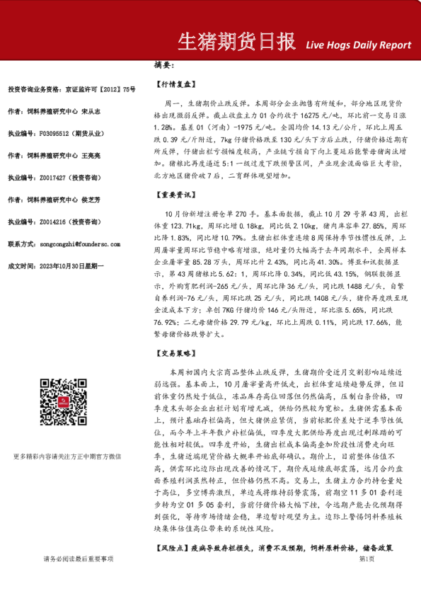 生猪期货日报