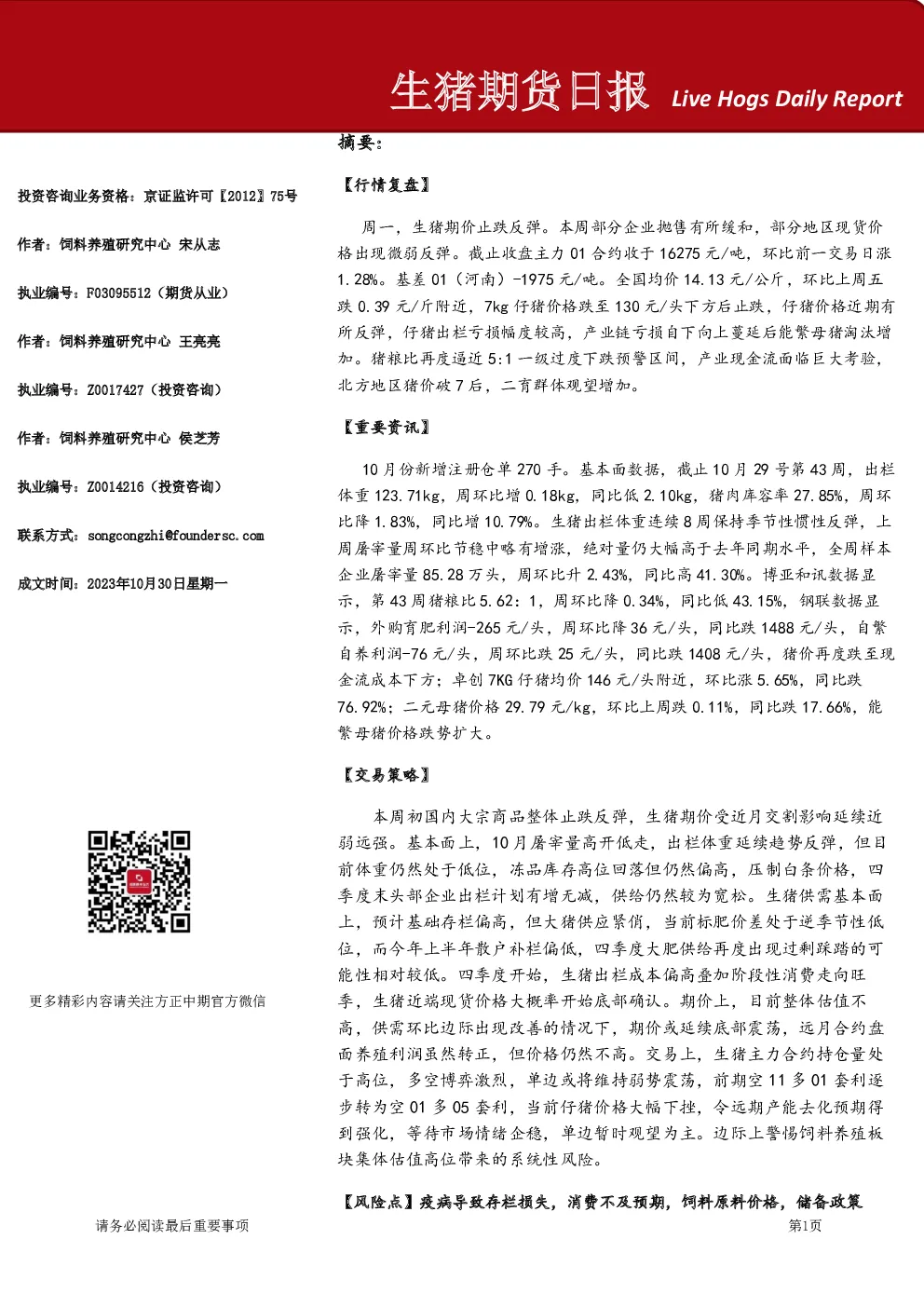 生猪期货日报