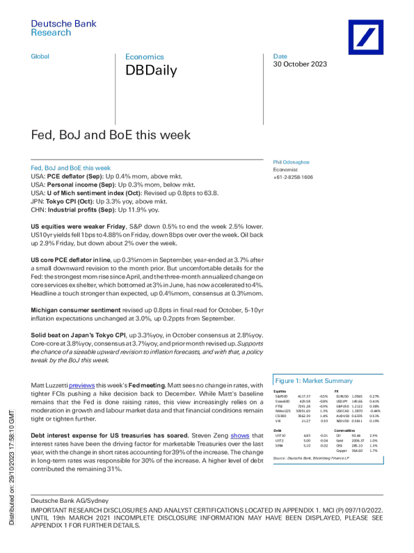 DBDaily : 美联储、日本央行和英国央行本周