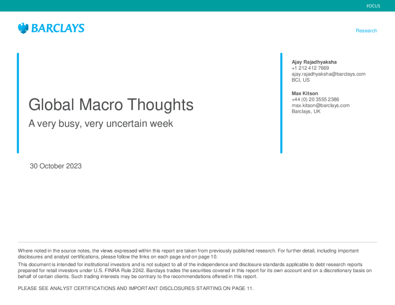 全球宏观思考 ： 非常忙碌、非常不确定的一周