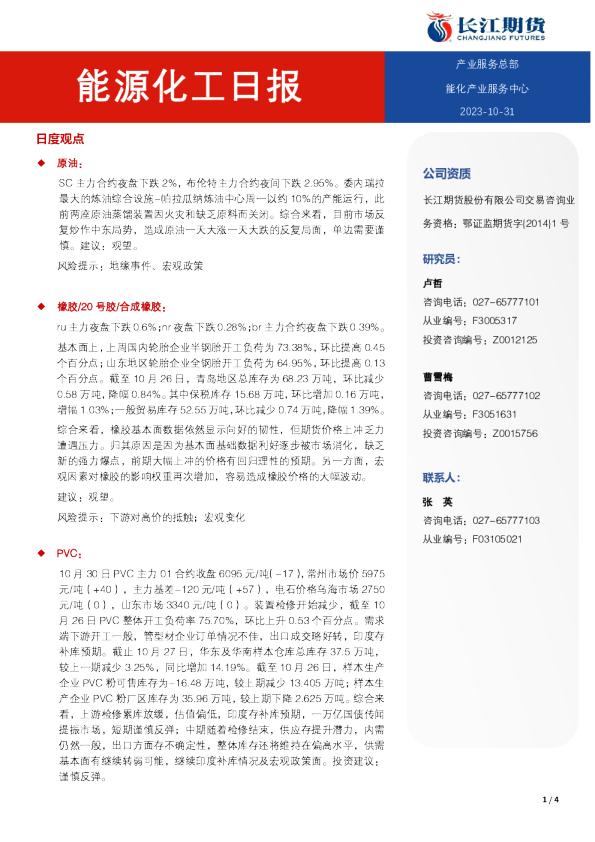 能源化工日报