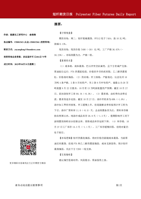 短纤期货日报