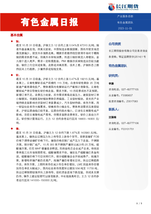 有色金属日报