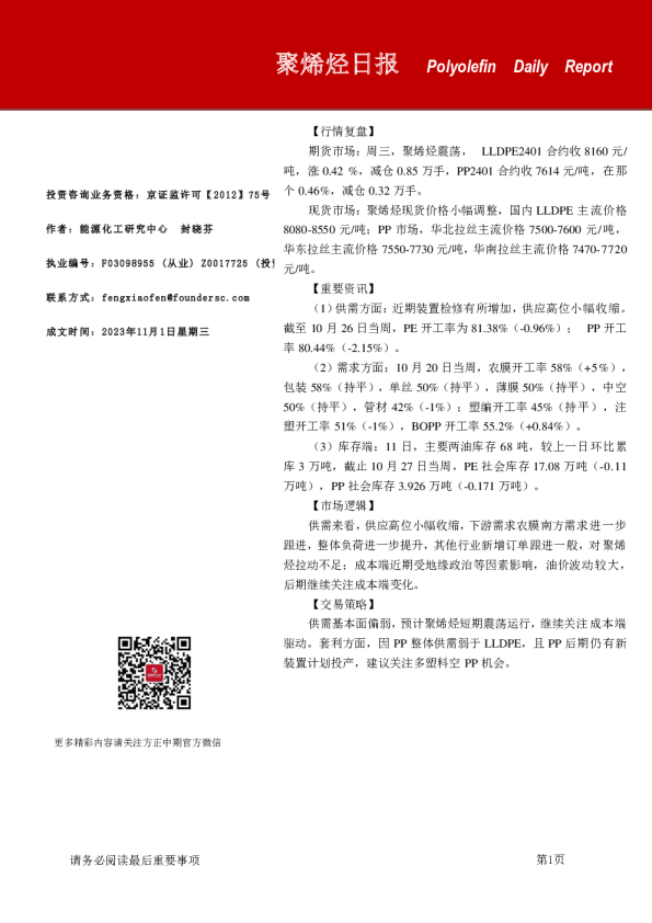 聚烯烃日报