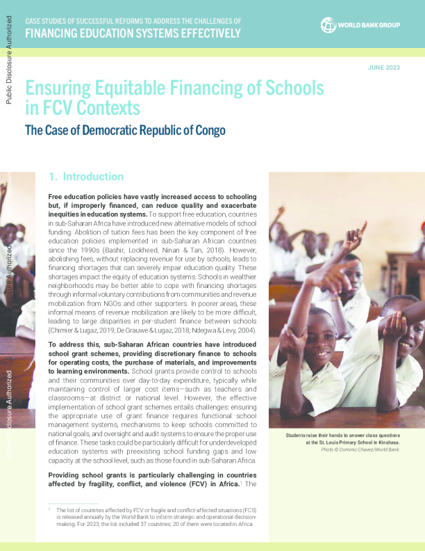 确保 FCV 上下文中学校的公平融资