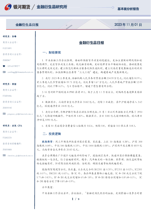 金融衍生品日报