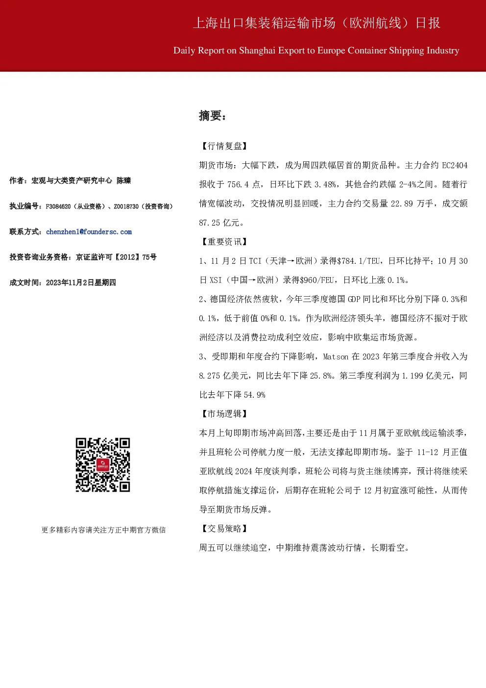 上海出口集装箱运输市场（欧洲航线）日报