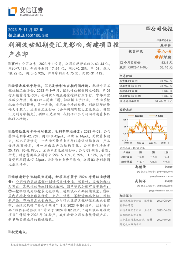利润波动短期受汇兑影响，新建项目投产在即