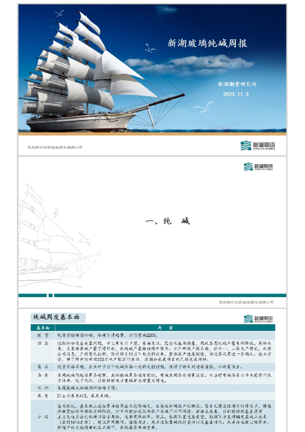 新湖玻璃纯碱周报