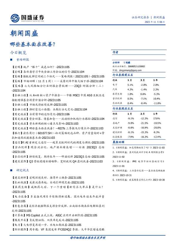 哪些基本面在改善？